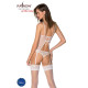 Корсет із пажами, трусики з ажурним декором та відкритим кроком Passion Ursula Corset white S/M