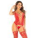 Комплект Leg Avenue Cami Garter with Stockings and String One Size, Red