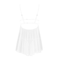 Пеньюар и трусики Obsessive Heavenlly babydoll & thong белые XS/S