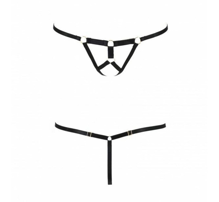 Трусики стринги со стрепом Passion Exclusive ARMANDA THONG black S/M