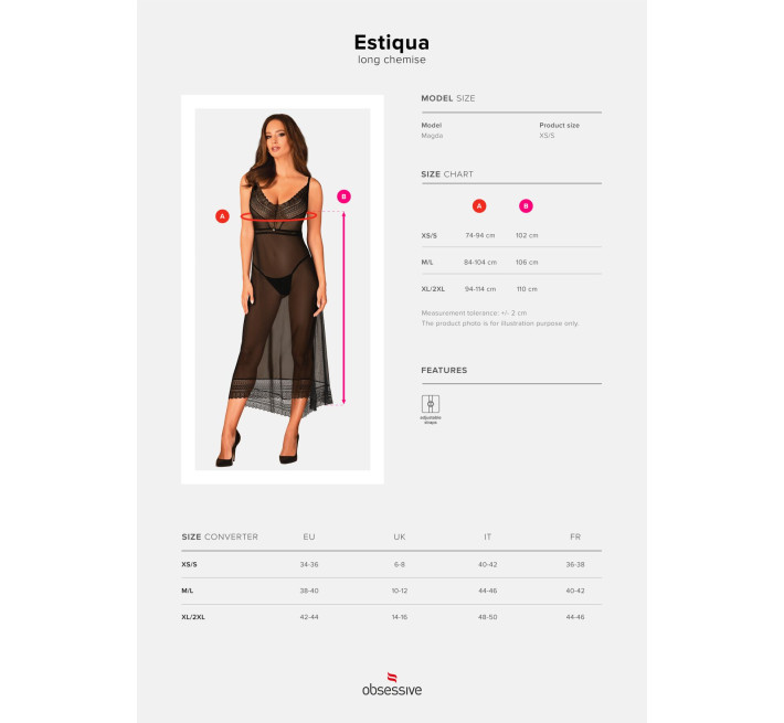 Длинная полупрозрачная рубашка Obsessive Estiqua chemise черная M/L