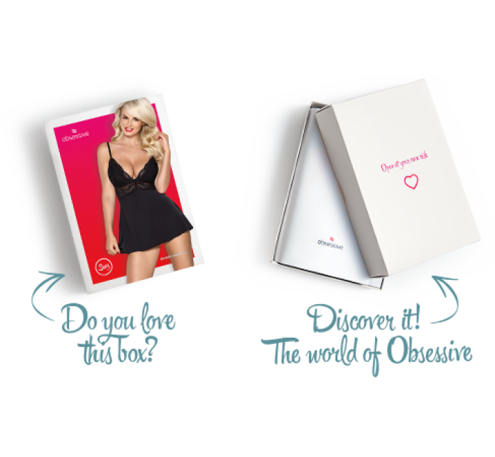 Сатиновый пеньюар с кружевом Obsessive 810-BAB-1 babydoll & thong черный S/M