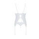 Корсет із пажами, трусики з ажурним декором та відкритим кроком Passion Ursula Corset white S/M