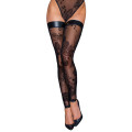Чулки без мыска Noir Handmade F243 Tulle stockings with patterned flock embroidery, 3XL