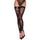 Чулки без мыска Noir Handmade F243 Tulle stockings with patterned flock embroidery, 3XL