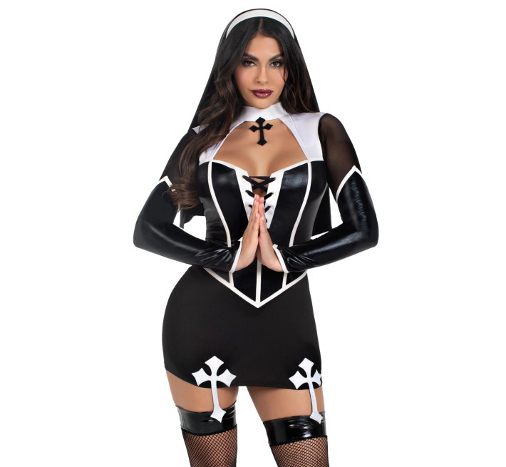 Костюм монашки Leg Avenue Holy Hottie Dress S