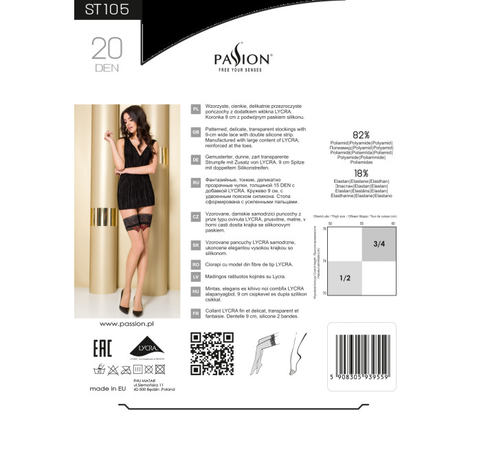 Сексуальні панчохи Passion ST105 3/4 Тілесні