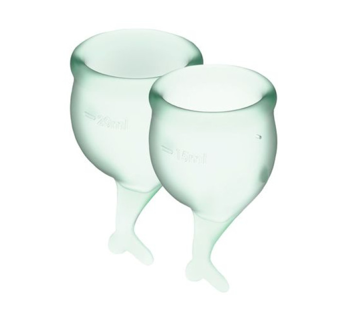 Набор менструальных чаш Satisfyer Feel Secure Салатовые 15мл и 20мл мешочек для хранения