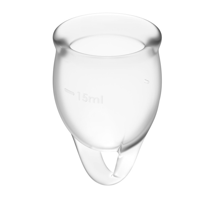 Набор менструальных чаш Satisfyer Feel Confident Прозрачная 15мл и 20мл мешочек для хранения