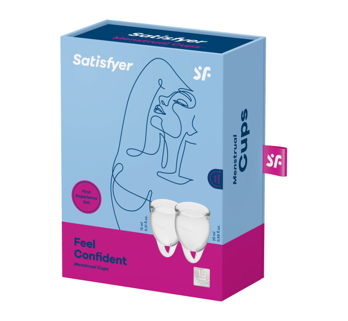 Набор менструальных чаш Satisfyer Feel Confident Прозрачная 15мл и 20мл мешочек для хранения