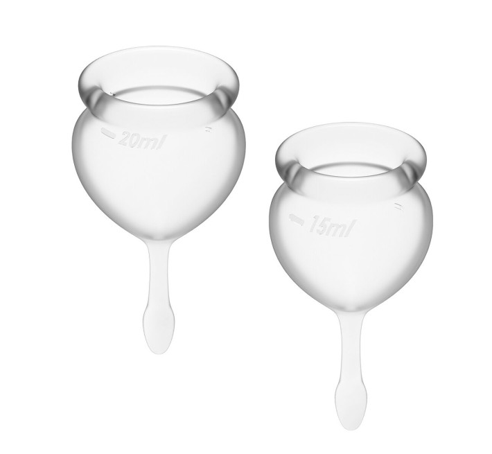 Набір менструальних чаш Satisfyer Feel Good Прозора 15мл та 20мл мішечок для зберігання