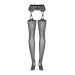 Панчохи-стокінги з рослинним малюнком Obsessive Garter stockings S206 чорні S/M/L