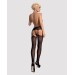 Панчохи-стокінги з рослинним малюнком Obsessive Garter stockings S206 чорні S/M/L