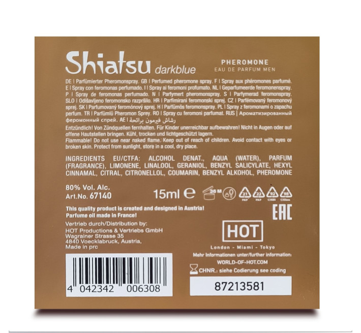 Духи з феромонами чоловічі SHIATSU Pheromone Fragrance men darkblue 15 мл