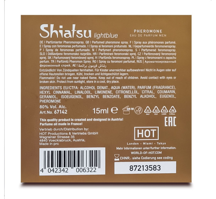 Духи з феромонами чоловічі SHIATSU Pheromone Fragrance men lightblue 15 мл
