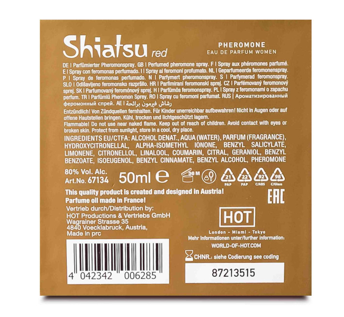 Духи з феромонами жіночі SHIATSU Pheromone Fragrance women red 50 мл
