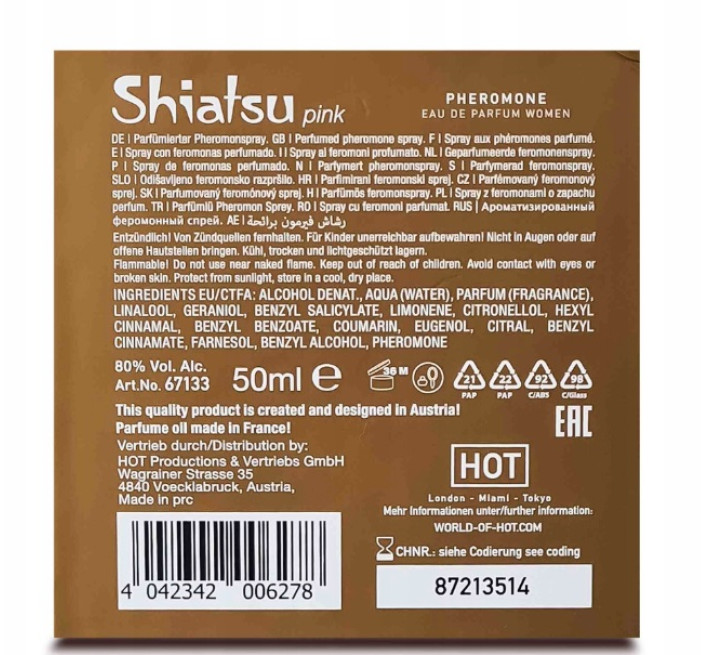 Духи з феромонами жіночі SHIATSU Pheromone Fragrance women pink 50 мл