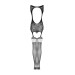 Бодистокинг Obsessive Bodystocking F236 глубокое декольте, имитация шнуровки black S/M/L