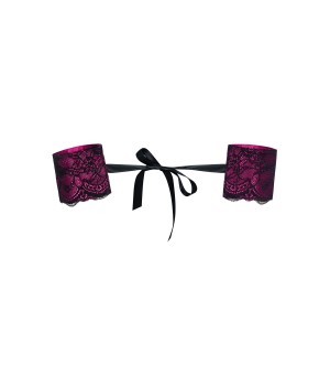 Атласные наручники-манжеты на лентах Obsessive Roseberry cuffs, pink