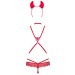 Еротичний костюм чортика зі стреп Obsessive Evilia teddy червоний S/M