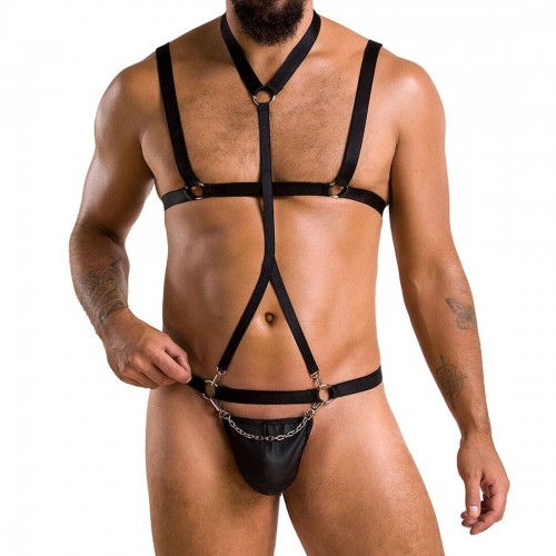 Комплект мужского белья со стрепом Passion 039 Set Andrew black S/M