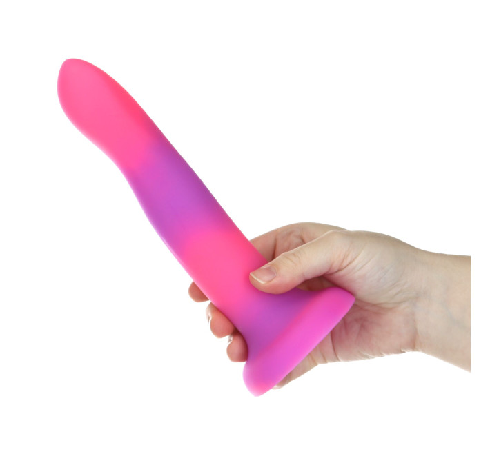 Фалоімітатор, що світиться в темряві, ADDICTION Rave 8 Glow in the Dark Dildo Pink Purple, 20,3 см