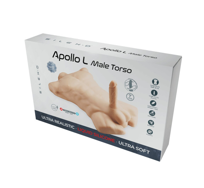 Торс з фалоімітатором на присосці SilexD Apollo L Male Torso, суперреалістичний, термореактивний