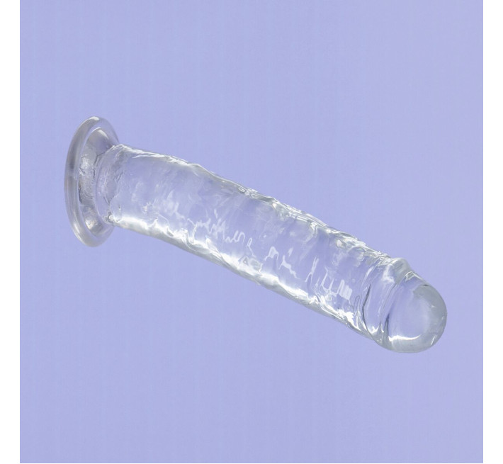 Прозрачный фаллоимитатор на присоске ADDICTION Vertical Dong 7″, виброшар в подарок
