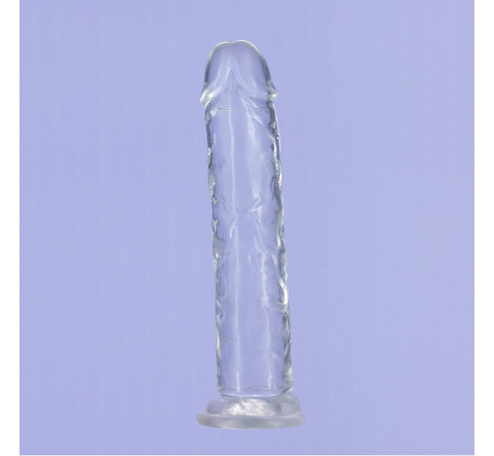 Прозрачный фаллоимитатор на присоске ADDICTION Vertical Dong 7″, виброшар в подарок