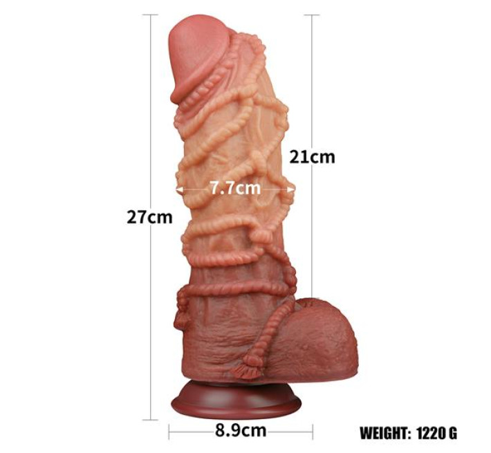 Фалоімітатор LoveToy Dual-Layered Silicone Cock With Rope 10.5 Flesh