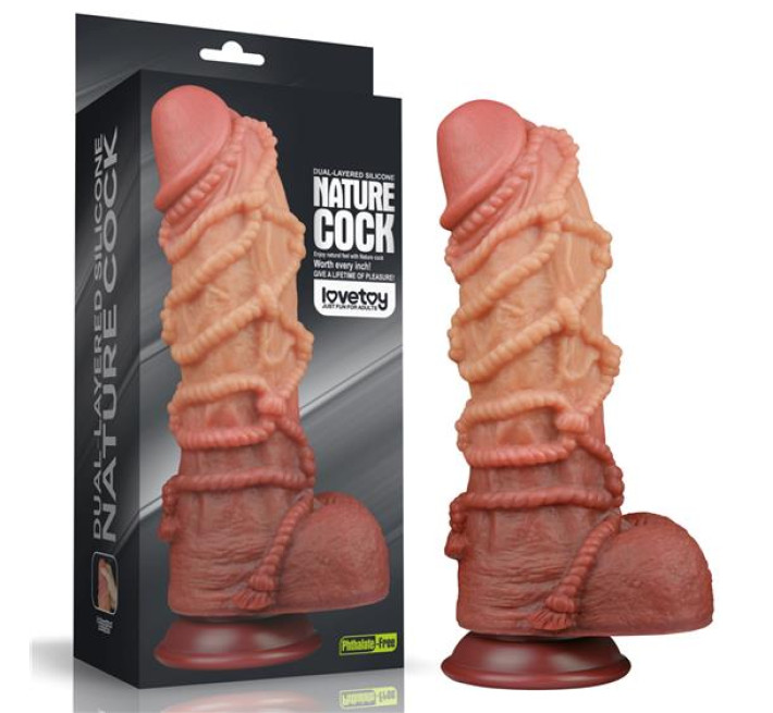 Фалоімітатор LoveToy Dual-Layered Silicone Cock With Rope 10.5 Flesh