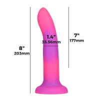 Фалоімітатор, що світиться в темряві, ADDICTION Rave 8 Glow in the Dark Dildo Pink Purple, 20,3 см