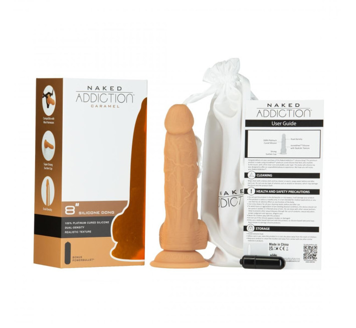 Фалоімітатор Naked Addiction - 8″ Silicone Dual Density Dildo Vanilla, віброкуля в подарунок