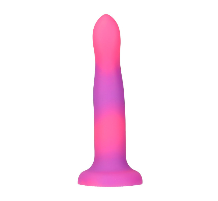Фалоімітатор, що світиться в темряві, ADDICTION Rave 8 Glow in the Dark Dildo Pink Purple, 20,3 см