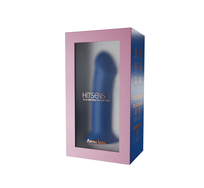 Двухслойный дилдо Adrien Lastic Hitsens 1 Blue, подходит для страпона, диаметр 4,5 см, длина 17,7 см.