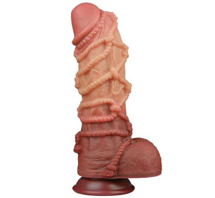 Фалоімітатор LoveToy Dual-Layered Silicone Cock With Rope 10.5 Flesh