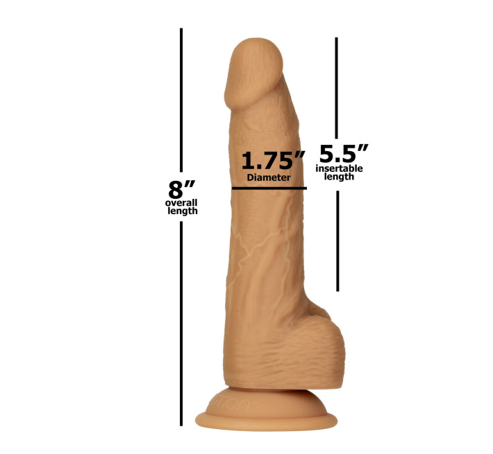 Фалоімітатор ADDICTION Dual Density Silicone Dildo Caramel 8″, присоска, діаметр 4,3 см, віброкуля в
