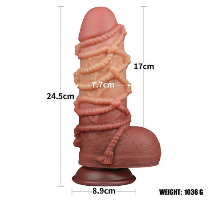 Фалоімітатор LoveToy Dual-Layered Silicone Cock With Rope 9.5 Flesh 931