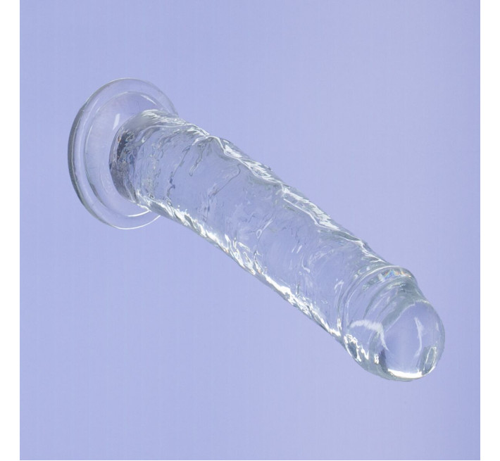 Прозорий фалоімітатор ADDICTION Vertical Dong 8″, присоска, діаметр 3,8 см, віброкуля в подарунок