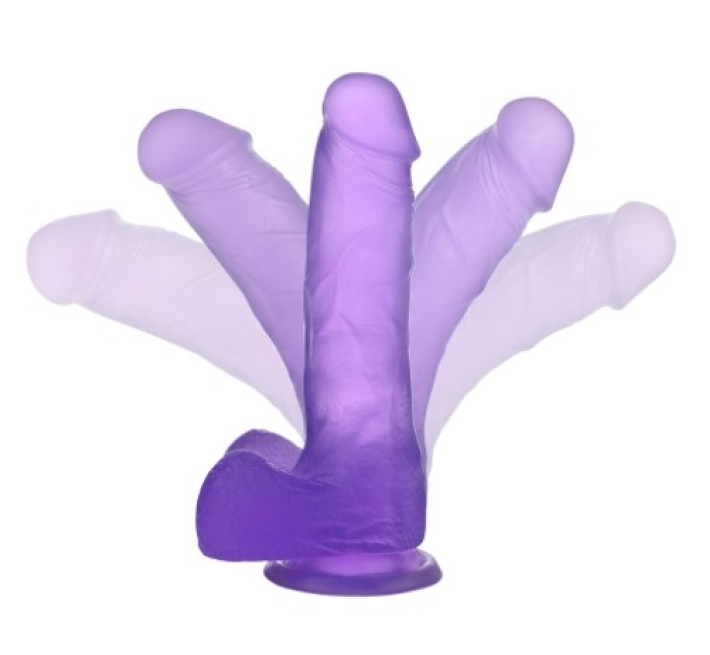 Фаллоимитатор с мошонкой LoveToy Jelly Studs Crystal Dildo Medium 7 Purple