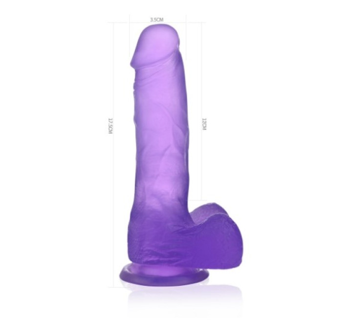 Фаллоимитатор с мошонкой LoveToy Jelly Studs Crystal Dildo Medium 7 Purple