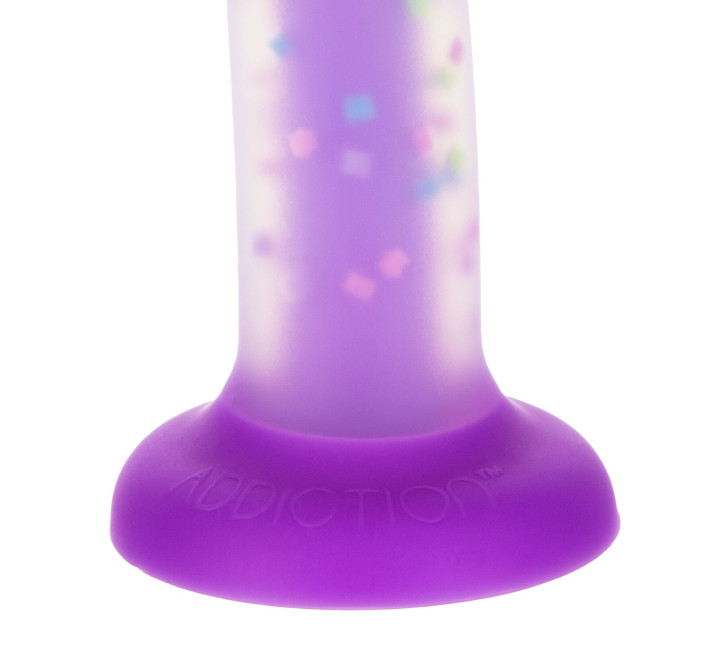 Фалоімітатор, що світиться в темряві, ADDICTION Rave 8 Glow in the Dark Dildo Purple Confetti, 20,3 см