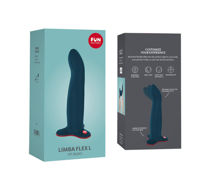 Фаллоимитатор Fun Factory LIMBA FLEX L, цвет морской волны, гибкий, с эффектом памяти, подходит для точки G