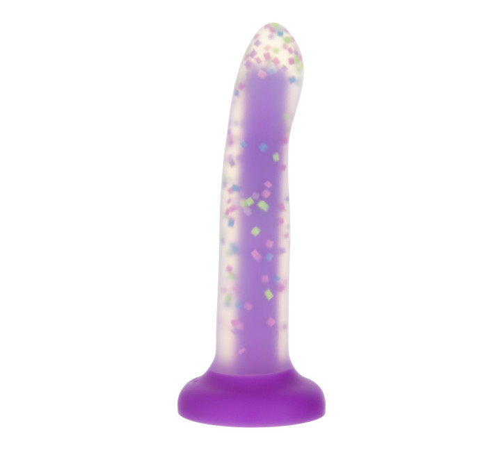 Фалоімітатор, що світиться в темряві, ADDICTION Rave 8 Glow in the Dark Dildo Purple Confetti, 20,3 см