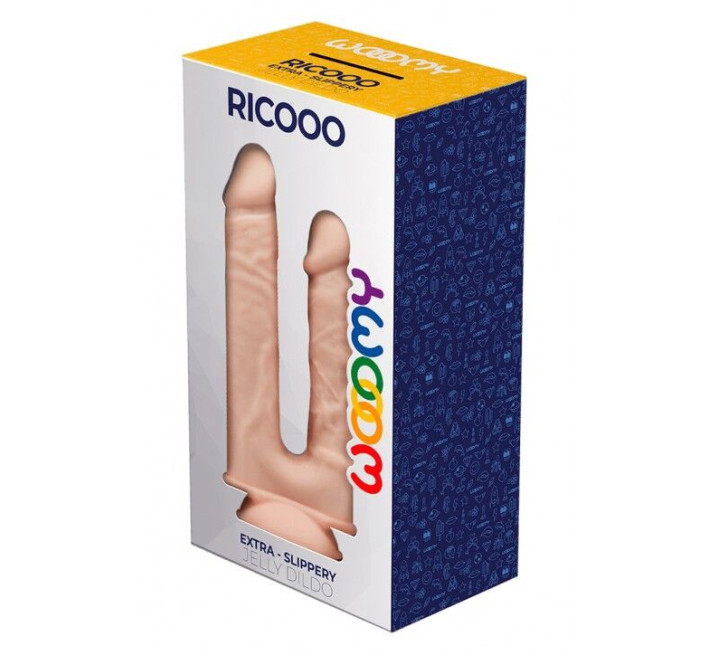 Двойной фаллоимитатор Wooomy Ricooo, с присоской, размер 19х4,3 см и 17х3,3 см