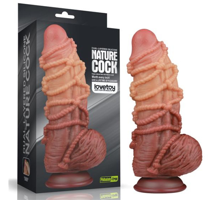 Фалоімітатор LoveToy Dual-Layered Silicone Cock With Rope 9.5 Flesh 931