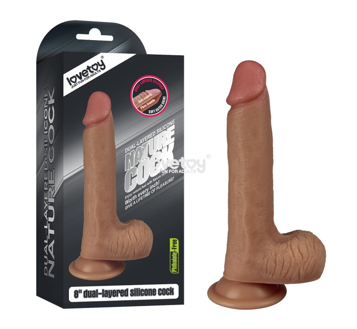 Фаллоимитатор с мошонкой LoveToy DualLoveToylayered Silicone Dildo Телесный 20.3 см