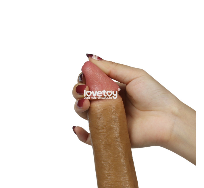 Фаллоимитатор с мошонкой LoveToy DualLoveToylayered Silicone Dildo Телесный 20.3 см