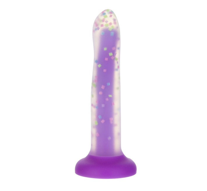 Фалоімітатор, що світиться в темряві, ADDICTION Rave 8 Glow in the Dark Dildo Purple Confetti, 20,3 см