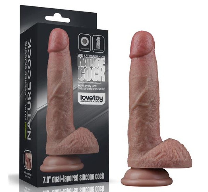 Фалоімітатор LoveToy Dual-Layered Silicone Cock 7 Brown